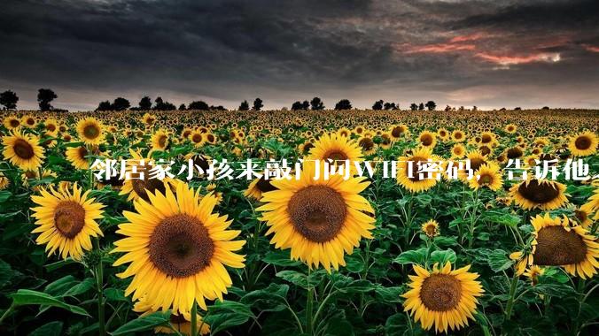 邻居家小孩来敲门问WiFi密码，告诉他之后，他竟然几部手机电视全用上。你说该怎么办？